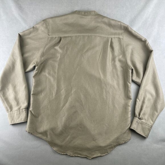 VTG John Henry Shirt Mens M Khaki Ultra Feel Band Collar Long Sleeve Textured - Picture 3 of 8